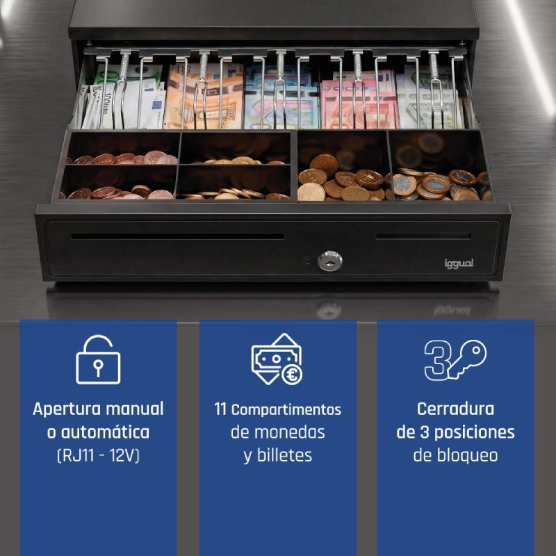 iggual Cajón Portamonedas IRON-35 42cm 5+6 negro