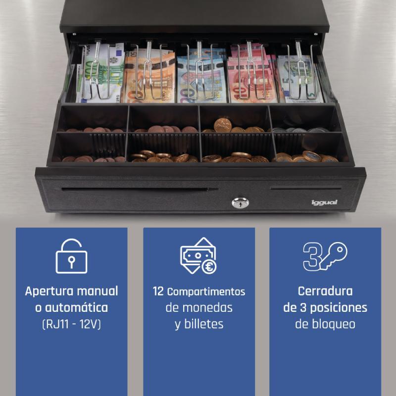 iggual Cajón portamonedas IRON-20 42cm 4+8 negro