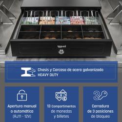 iggual Cajón portamonedas IRON-HD 41cm 5+8 negro