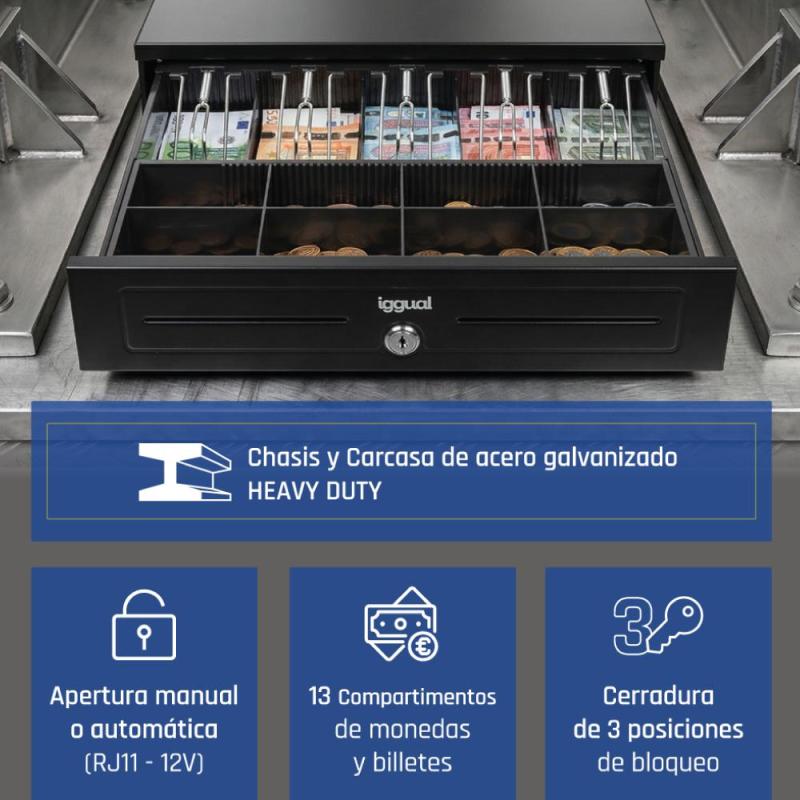 iggual Cajón portamonedas IRON-HD 41cm 5+8 negro