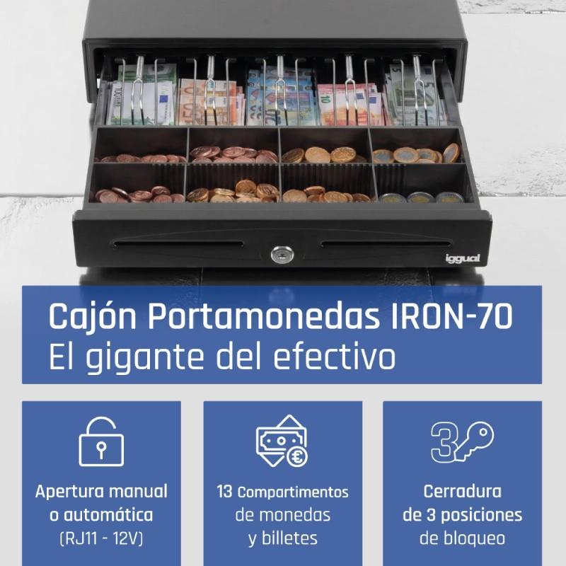 iggual Cajón Portamonedas IRON-70 44,5cm 5+8 negro