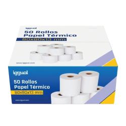 iggual Caja 50 rollos papel térmico sin BPA 80x80