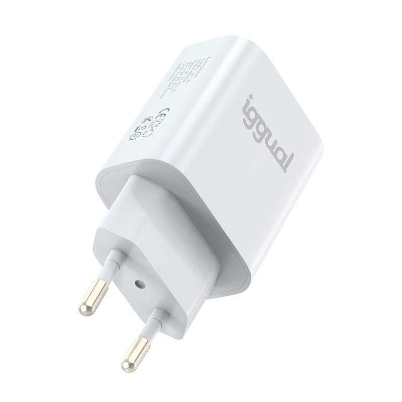 iggual Cargador doble USB QC3.0 + tipo C PD 20W