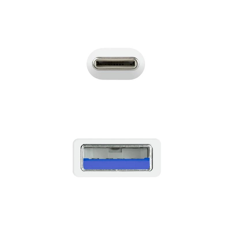 Nanocable Cable USB 3.1 Gen2 USB-C/A 0,5 M Blanco