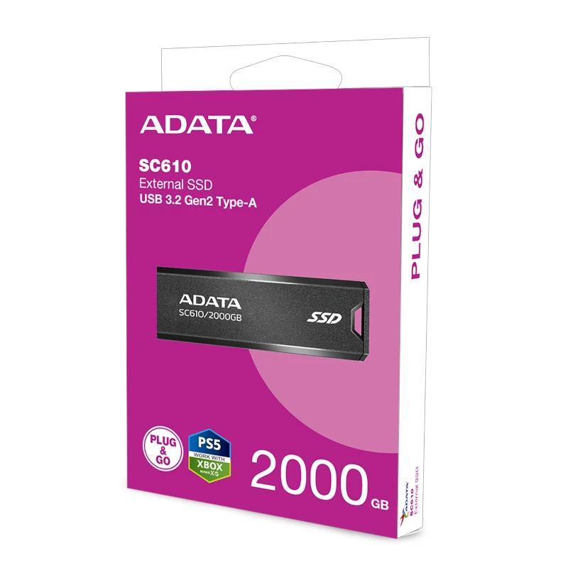 ADATA SC610 SSD Externo 2TB USB 3.2 Gen2 Negro
