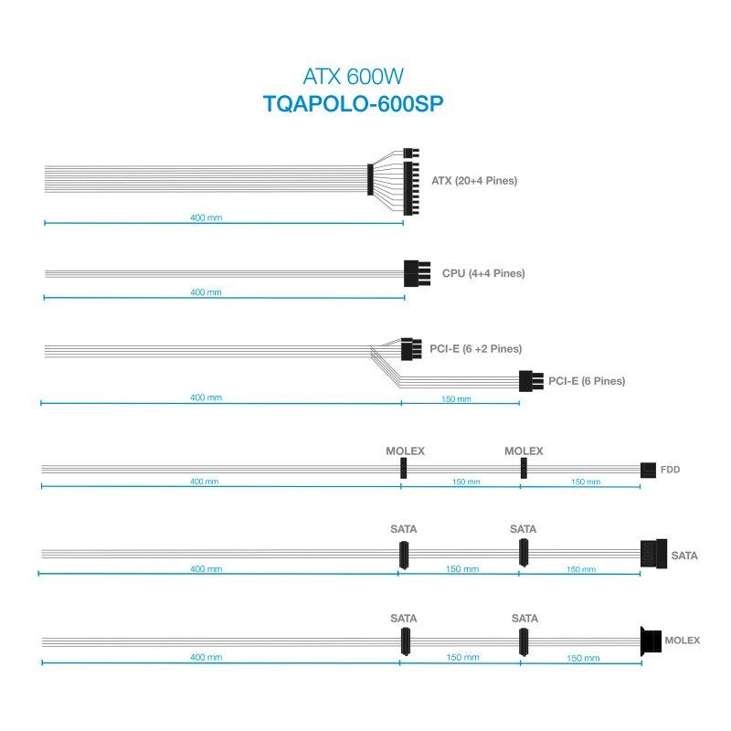 Tooq Fuente Alimentación TQAPOLO-600SP 600W